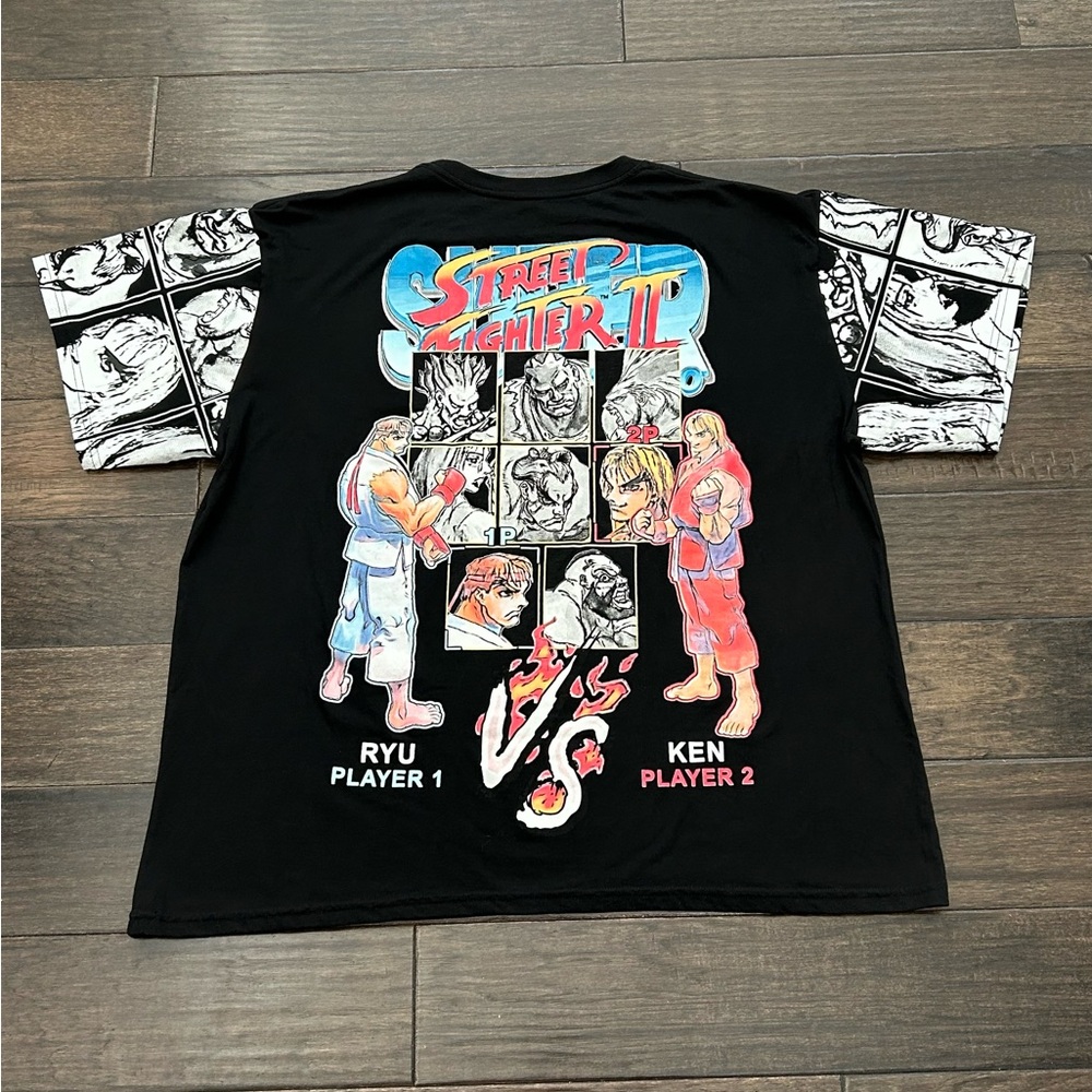 Street Fighter II Turbo T Shirt Mens 3XL Black Ryu VS Ken Y2K Capcom